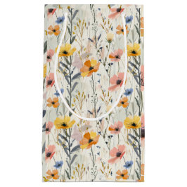 ガウアッシュ牧草花パターン スモールペーパーバッグ