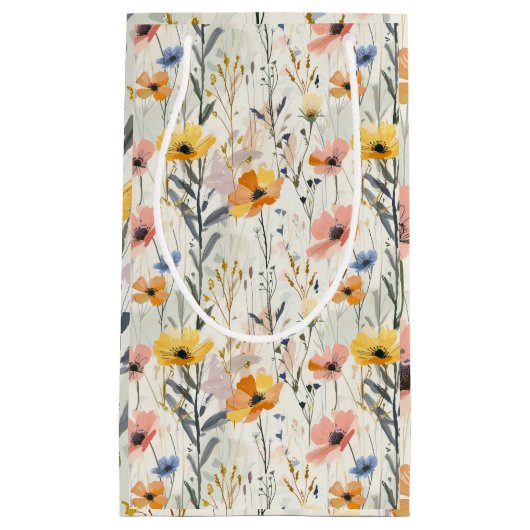 ガウアッシュ牧草花パターン スモールペーパーバッグ (正面)