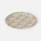 ガウアッシュ牧草花パターン ペーパープレート (アングル)