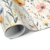 ガウアッシュ牧草花パターン ラッピングペーパー (ロールコーナー)