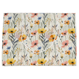ガウアッシュ牧草花パターン ラージペーパーバッグ