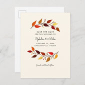 ガウアッシュ紅葉日付の保存 案内ポストカード (正面/裏面)