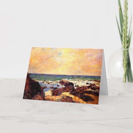 ガウギン-岩と海，1886絵画年， カード (正面)