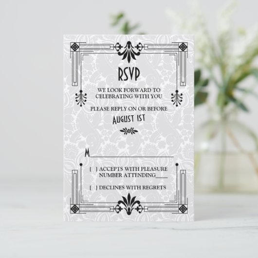 ガウディな20年代 アールデコ ウェディング RSVP カード (スタンド正面)