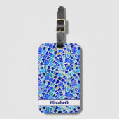 ガウディインスパイアブルーウェーブモザイクパターン ラゲッジタグ (正面縦)