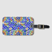 ガウディインスパイアブルーラウンド形状モザイクパターン ラゲッジタグ (正面横)