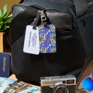 ガウディインスパイアブルーラウンド形状モザイクパターン ラゲッジタグ