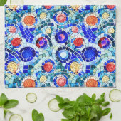 ガウディインスパイア数々のカラーのモザイク模様 キッチンタオル (折り畳み)