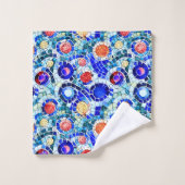 ガウディインスパイア数々のカラーのモザイク模様 バスタオルセット (ウォッシュタオル)