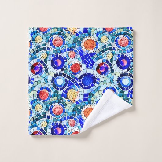ガウディインスパイア数々のカラーのモザイク模様 バスタオルセット (ウォッシュタオル)