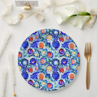 ガウディインスパイア数々のカラーのモザイク模様 ペーパープレート