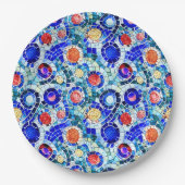 ガウディインスパイア数々のカラーのモザイク模様 ペーパープレート (正面)