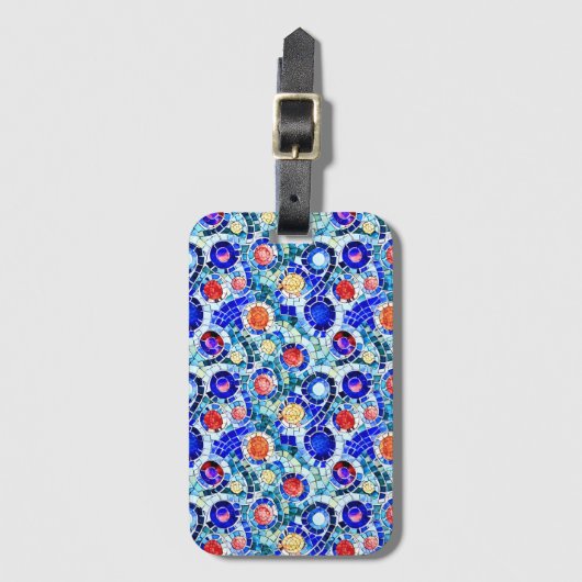 ガウディインスパイア数々のカラーのモザイク模様 ラゲッジタグ (正面縦)