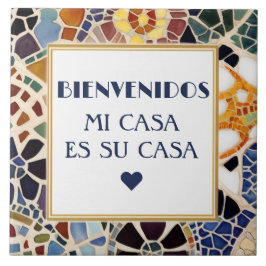 ガウディ風フェイクモザイク Bienvenidos Mi Casa Es Su Casa タイル