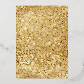 ガウンきらめくアイボリーフローラネイビーキンセアニェラ金ゴールド 箔招待状 (裏面)