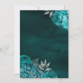 ガウンきらめくティール(緑がかった色)バラブラックシルバーキンセアニェラ 招待状 (裏面)