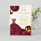 ガウンきらめくブルゴーニュフローラキンセアニェラ金ゴールド 箔招待状 (立ち正面)