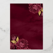 ガウンきらめくブルゴーニュフローラキンセアニェラ金ゴールド 箔招待状 (裏面)