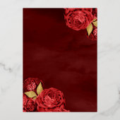 ガウンきらめくレッドローゼスキンセアニェラ金ゴールド 箔招待状 (裏面)