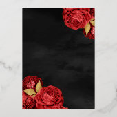 ガウンきらめくレッドローゼズブラックキンセアニェラ金ゴールド 箔招待状 (裏面)