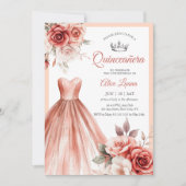 ガウンきらめく赤面フローラキンセアニェラバラ金ゴールド 招待状 (正面)