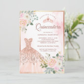 ガウンきらめく赤面フローラバラ金ゴールドキンセアニェラ 招待状 (スタンド正面)