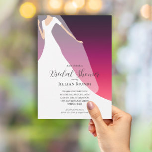 ガウンとヴェールさくらんぼブライダルシャワー 招待状