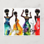 ガウンに美しいアカラフルフリカ伝統 ポストカード (正面)