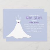 ガウンのブライダルシャワー招待（ラベンダー&パープル） 招待状 (正面/裏面)