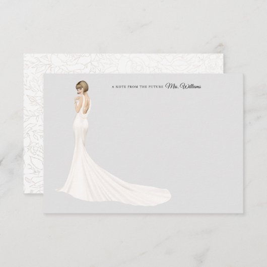 ガウンの花嫁ブライダルシャワーサンキューカード サンキューカード (正面/裏面)