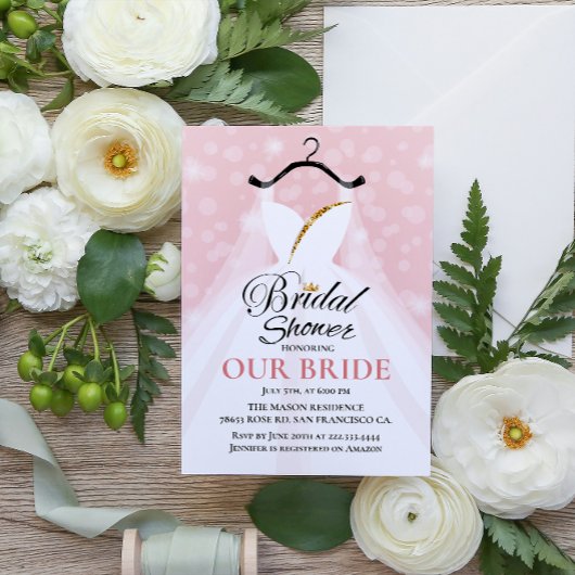 ガウンエレガントでブライダル結婚シャワー 招待状