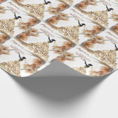 ガウンエレガントシルエットブライダルシャワーフローラ ラッピングペーパー (角)