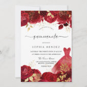 ガウンエレガントドレスレッドローゼスキンセアニェラパーティー 招待状 (正面)