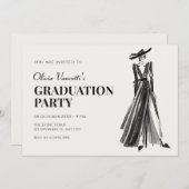 ガウンエレガントファッション卒業 招待状 (正面/裏面)