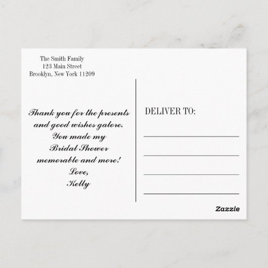 ガウンエレガントブライダルシャワーありがとう ポストカード (裏面)