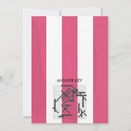 ガウンエレガントブライダルシャワー単語検索ゲームカード 招待状 (裏面)