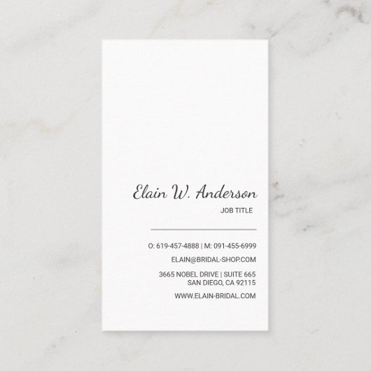 ガウンエレガントブライダルドレスブティックウェディングプランナー 名刺 (裏面)