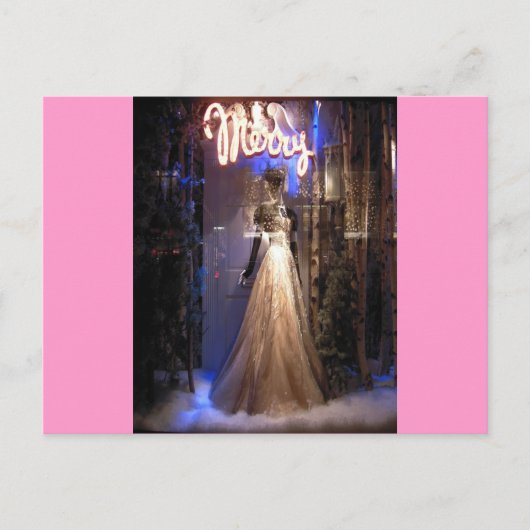 ガウンエレガントNYCホリデーウィンドウディスプレイ シーズンポストカード (正面)