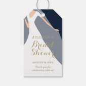 ガウンオンネイビーブルーブライダルシャワーサンキュー ギフトタグ (正面)