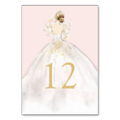 ガウン図解入りの、写真付きのテーブル番号の水彩花嫁 テーブルナンバー (裏面)