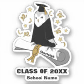 ガウン幼稚園フクロウ/幼稚園卒業 シール (正面)