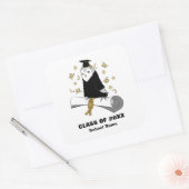 ガウン幼稚園フクロウ/幼稚園卒業 スクエアシール (封筒)