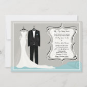 ガウン&タキシード結婚ズまたはカップルのシャワー招待状 招待状 (正面)