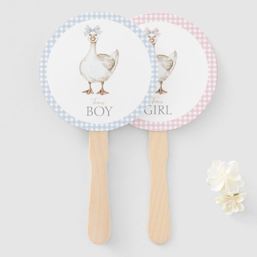 ガウ間抜けスお洒落の男の子または女の子の性別が明らかになる ハンドファン (正面&裏面)