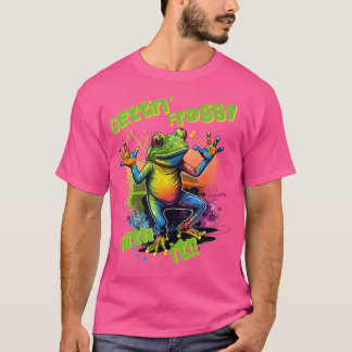 ガエルでフロギーおもしろい踊り Tシャツ