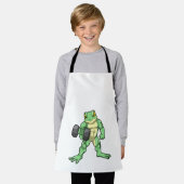 ガエルとダンベルボディビル エプロン (着用した状態)