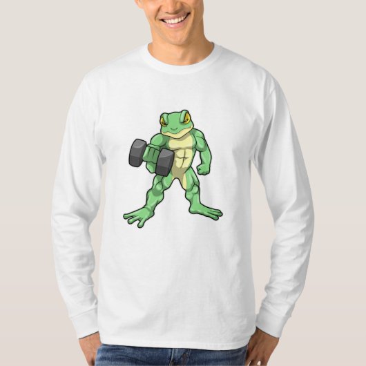 ガエルとダンベルボディビル Tシャツ (正面)