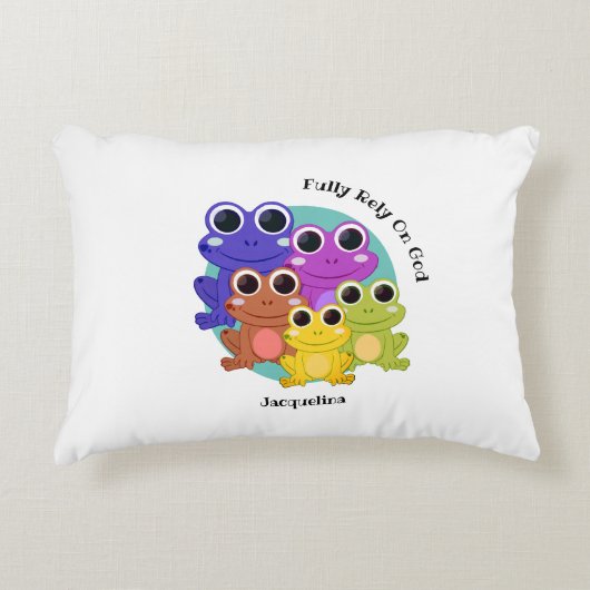 ガエルを完全に頼カラフルるパーソナライズされた アクセントクッション (正面)