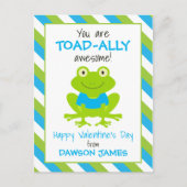 ガエルストライプのガエルパーソナライズされたタインカード ポストカード (正面)