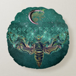 ガエレガントスムーンエメラルドナイトスパークルレースグリーン ラウンドクッション
